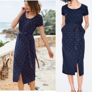 Boden Navy Dress with Red Dot Print
